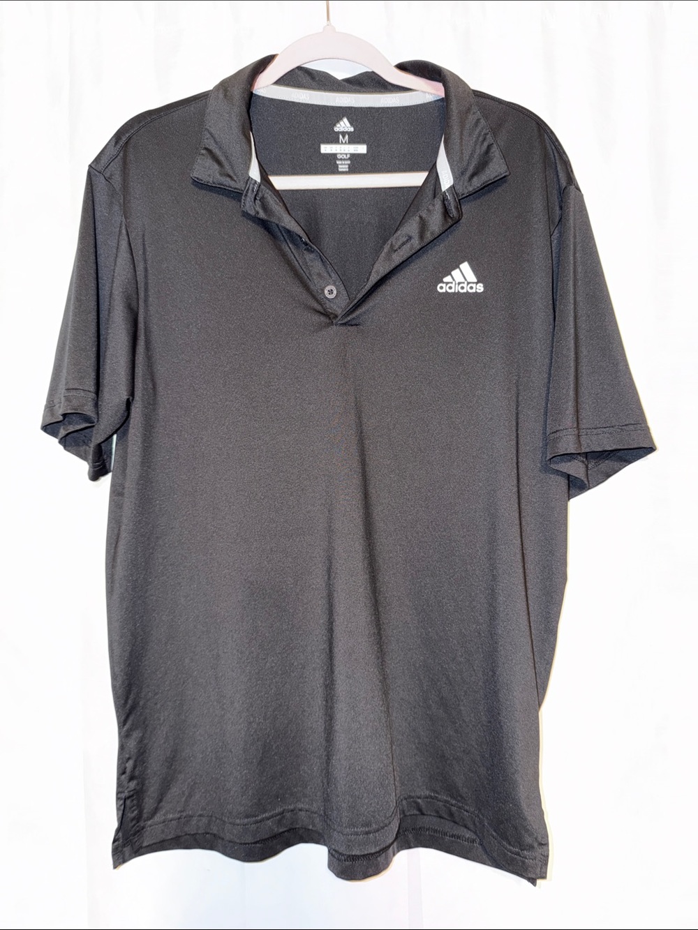 adidas Black Men's Short-Sleeve Polo with Logo